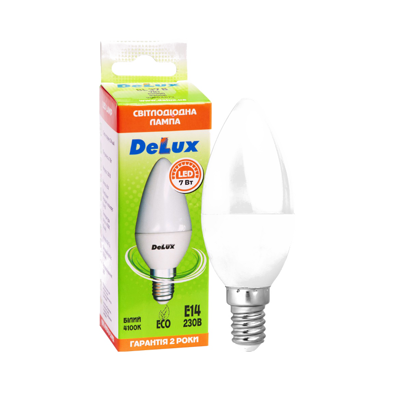 Лампа світлодіодна Delux B35, 7Вт, E14, 4100К (4823085808653)